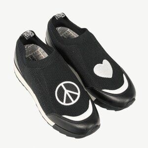 Love Moschino Black Love & Peace Slip-On Knit Sneakers